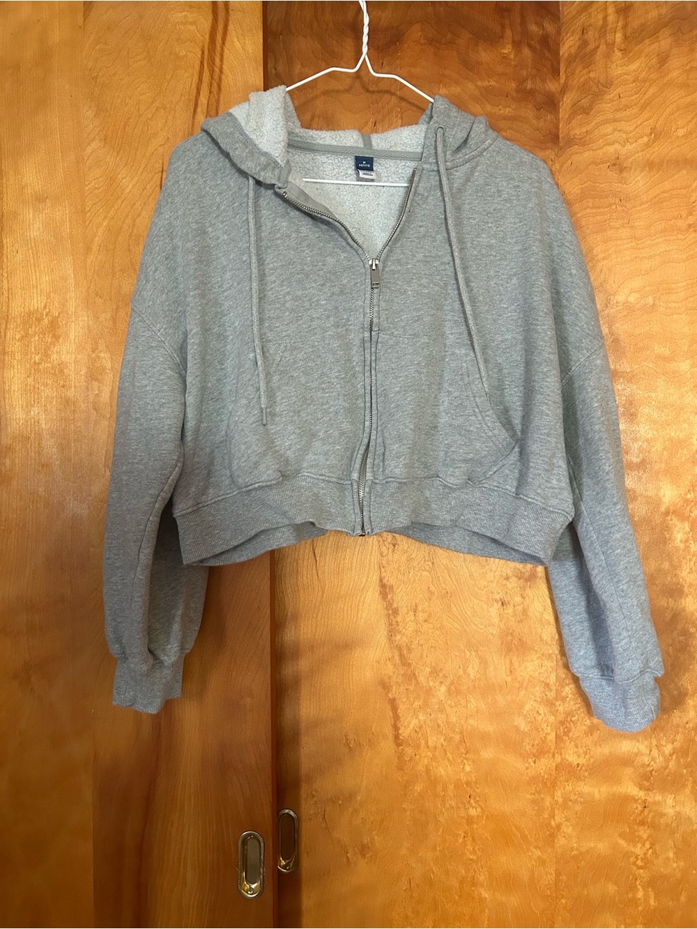 Old Navy Cropped Gray Zip-Up Hoodie Sweater